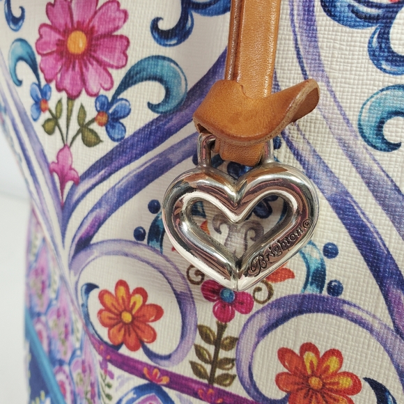 BRIGHTON Kesha Tall Tote Handbag Braided Leather Straps Boho Pattern - Picture 14 of 14